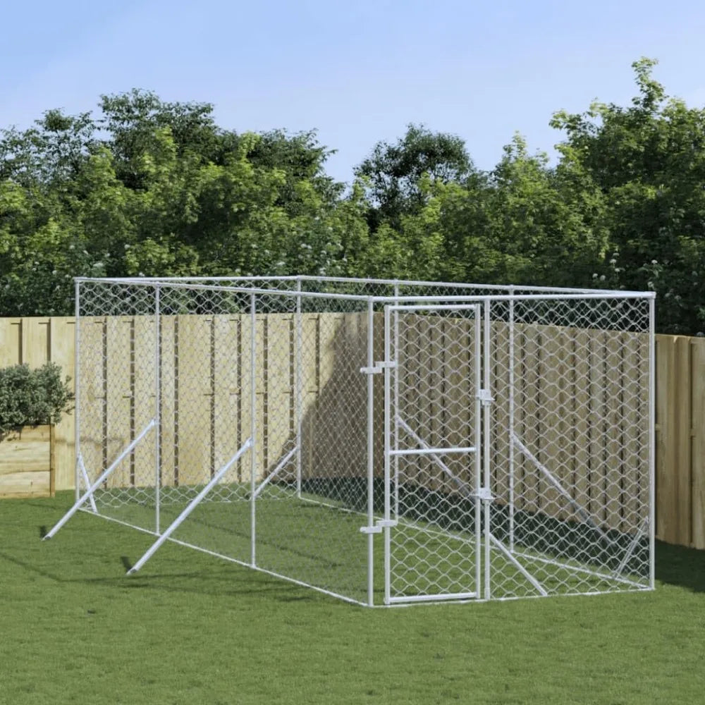 Outdoor Galvanized Steel Dog Kennel Cage And Run Enclosure