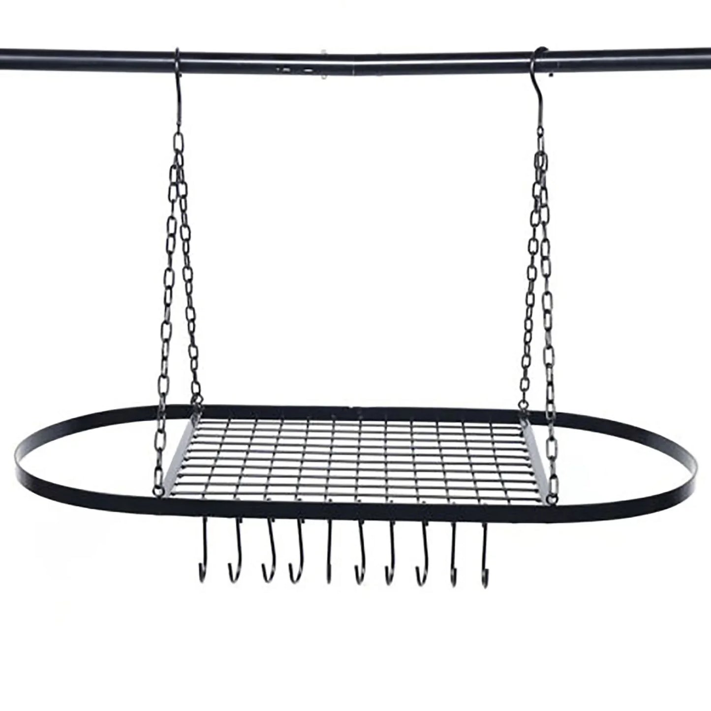Iron Kitchen Wall Mounted Pot And Pan Rack With Hooks