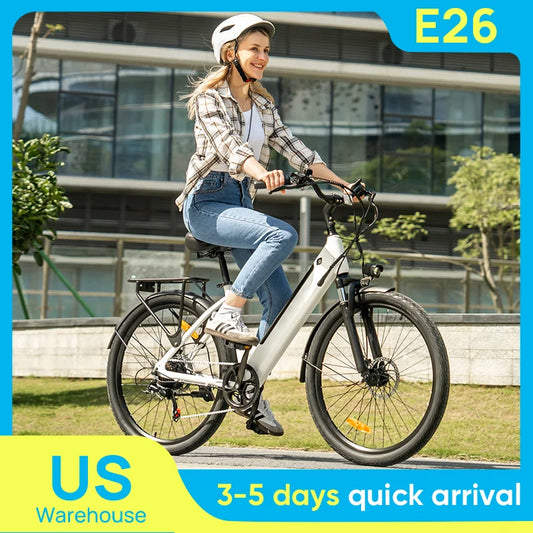 Peak 750W E26 Electric Bike for Adults | 48V 10.4Ah Removable Battery, Top Speed 20MPH, 26''X2" Standard Tire, 7-Speeds