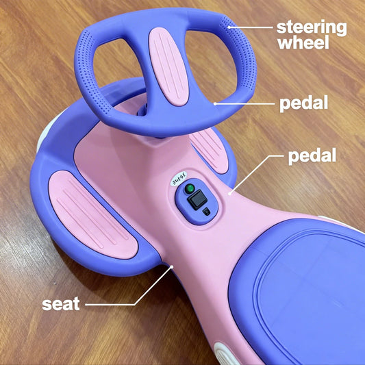 2-In-1  Ride on Wiggle Car, Pedal-Powered Swing Toy with 2 Speeds, Anti-Tipping  Capacity Ideal Present for Birthdays