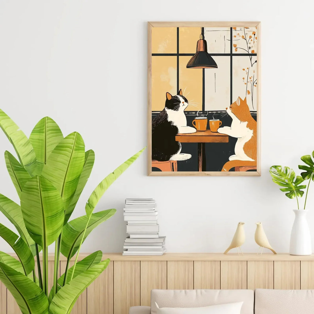 Funny Cat Coffee Wall Art for Tabby and Tuxedo Cat Owners Vintage Cat Cafe Print Black Cat Coffee Poster Unique Funny Animal Kit