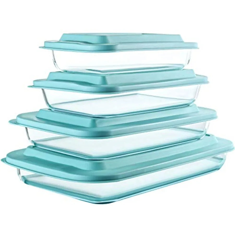 Deep Glass Baking Dish Set With Lids For Lasagna Rectangular Bakeware