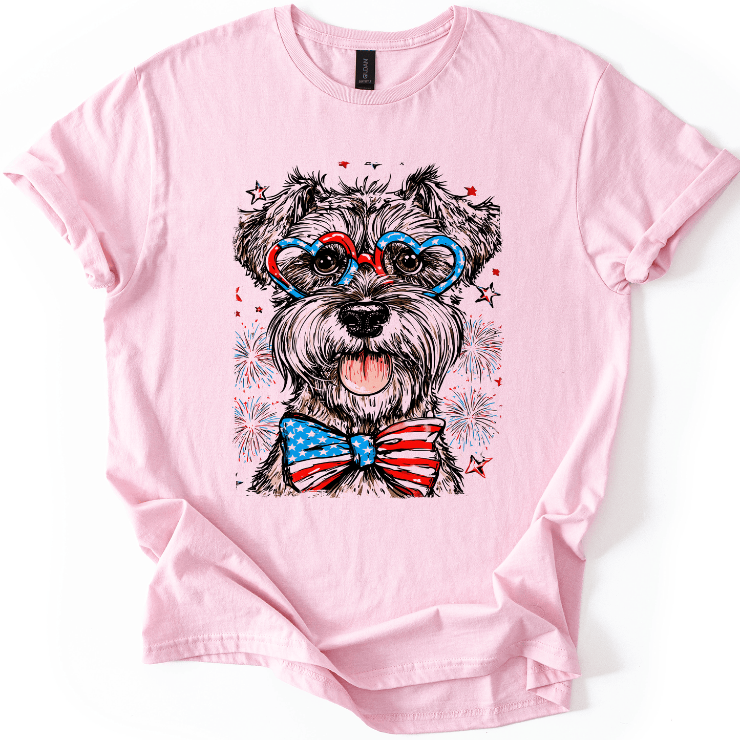 Schnauzer Patriotic Dog USA Pride Fourth Of July Stars And Stripes Edition Graphic Tee