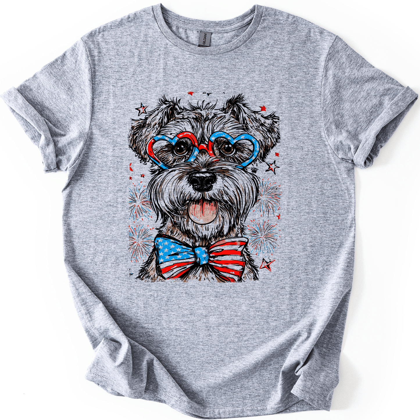 Schnauzer Patriotic Dog USA Pride Fourth Of July Stars And Stripes Edition Graphic Tee