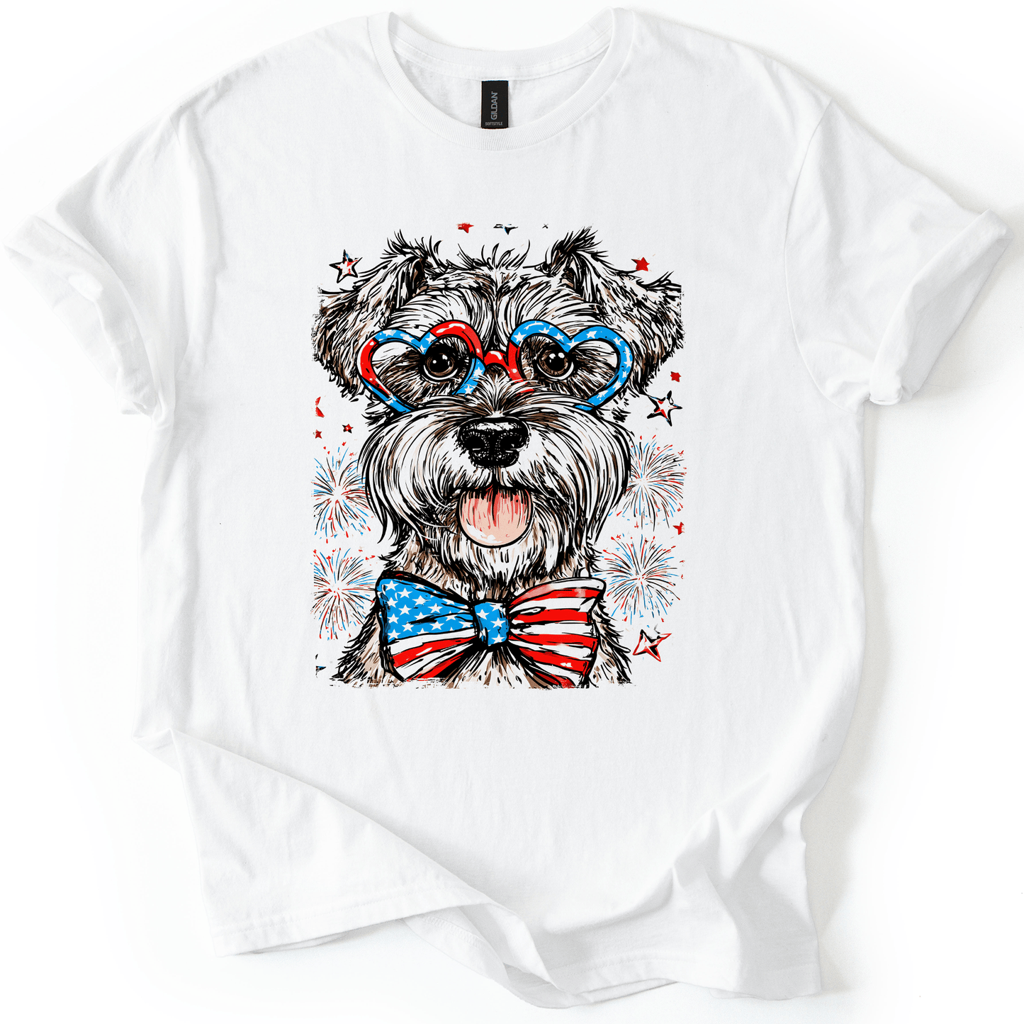 Schnauzer Patriotic Dog USA Pride Fourth Of July Stars And Stripes Edition Graphic Tee