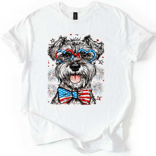 Schnauzer Patriotic Dog USA Pride Fourth Of July Stars And Stripes Edition Graphic Tee