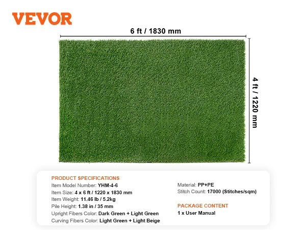 CooRug Realistic Outdoor Artificial Grass Turf For Dogs