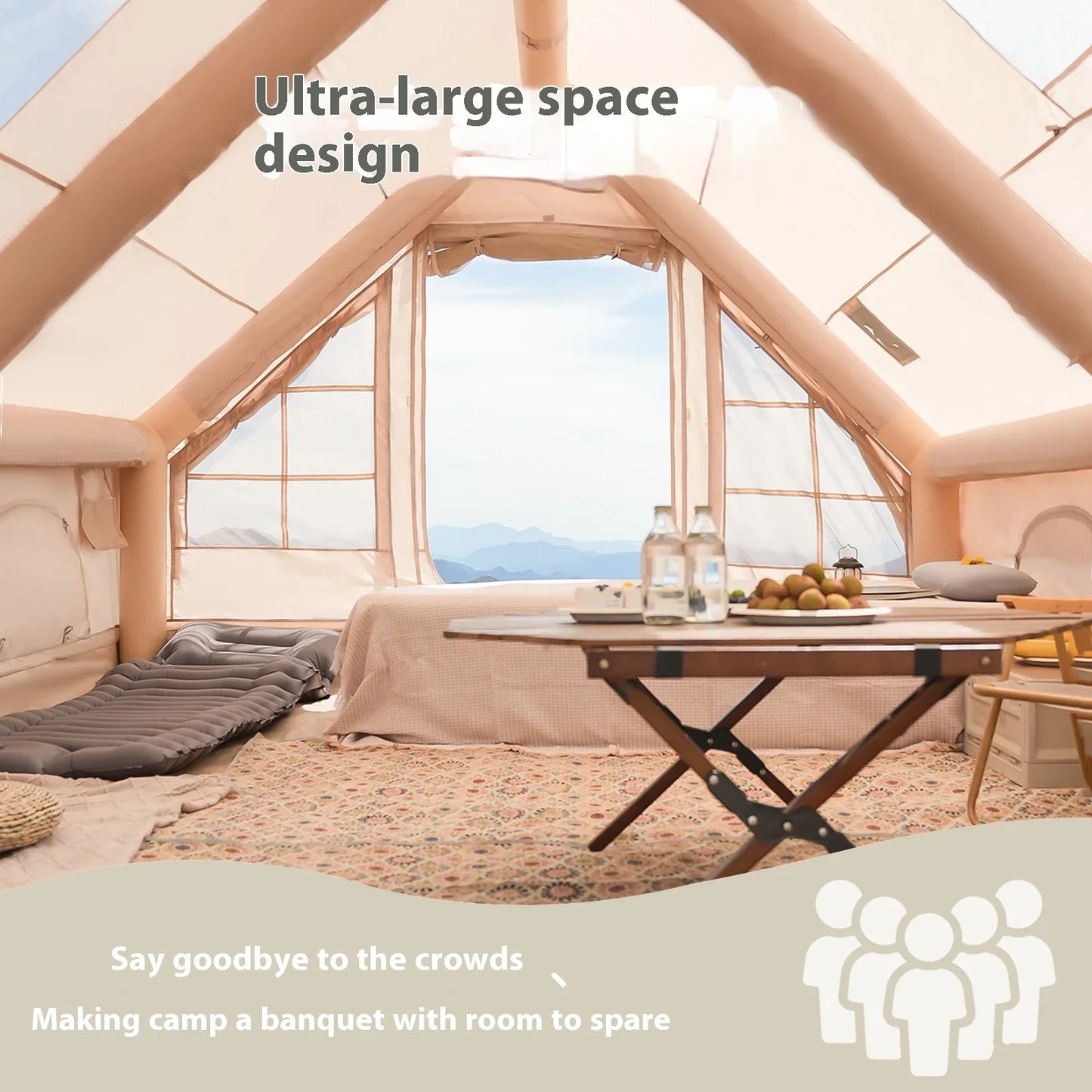 Pakicetus Inflatable Family Camping Tent With Stove Plug
