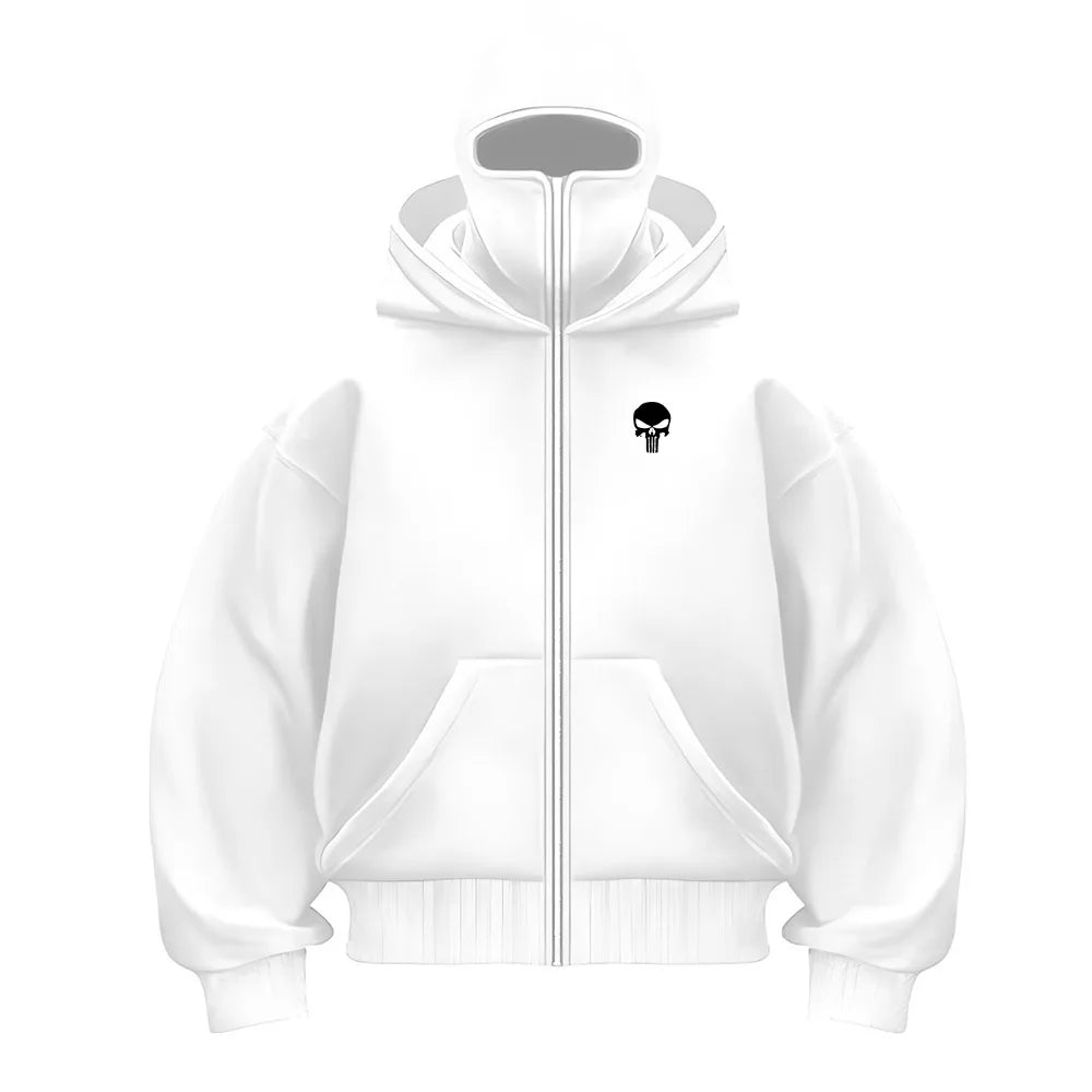 Men's Balaclava Hoodie Half Zip up Double Hooded Fleece Sweatshirt