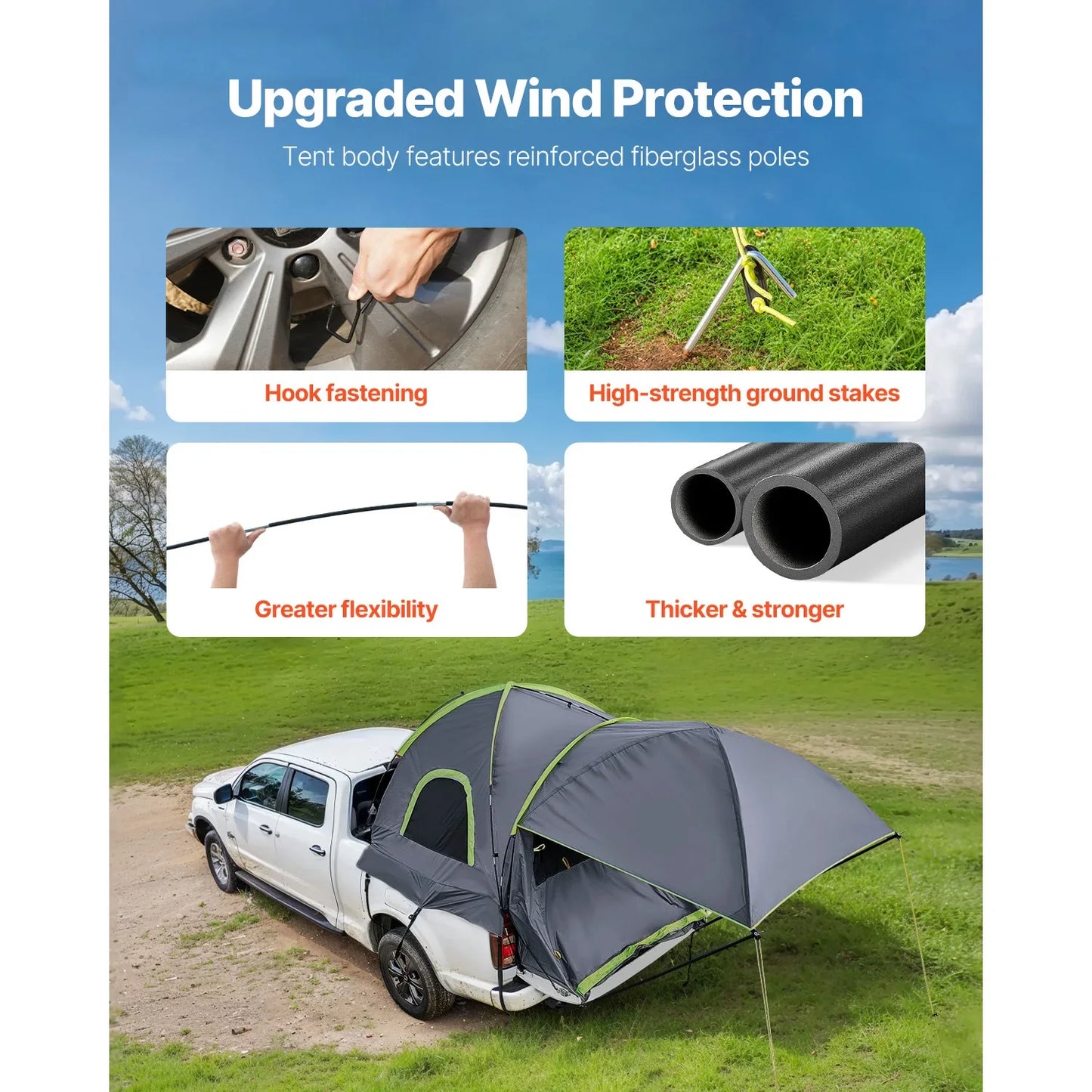 SucceBuy Pickup Truck Bed Tent With Expandable Awning Waterproof PU2000