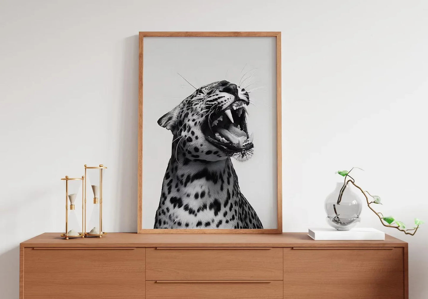Fashion Stylish Wall Art Print - Trendy Leopard Roar Print - Black and White - Home Decor - Printable Wall Art Digital Download