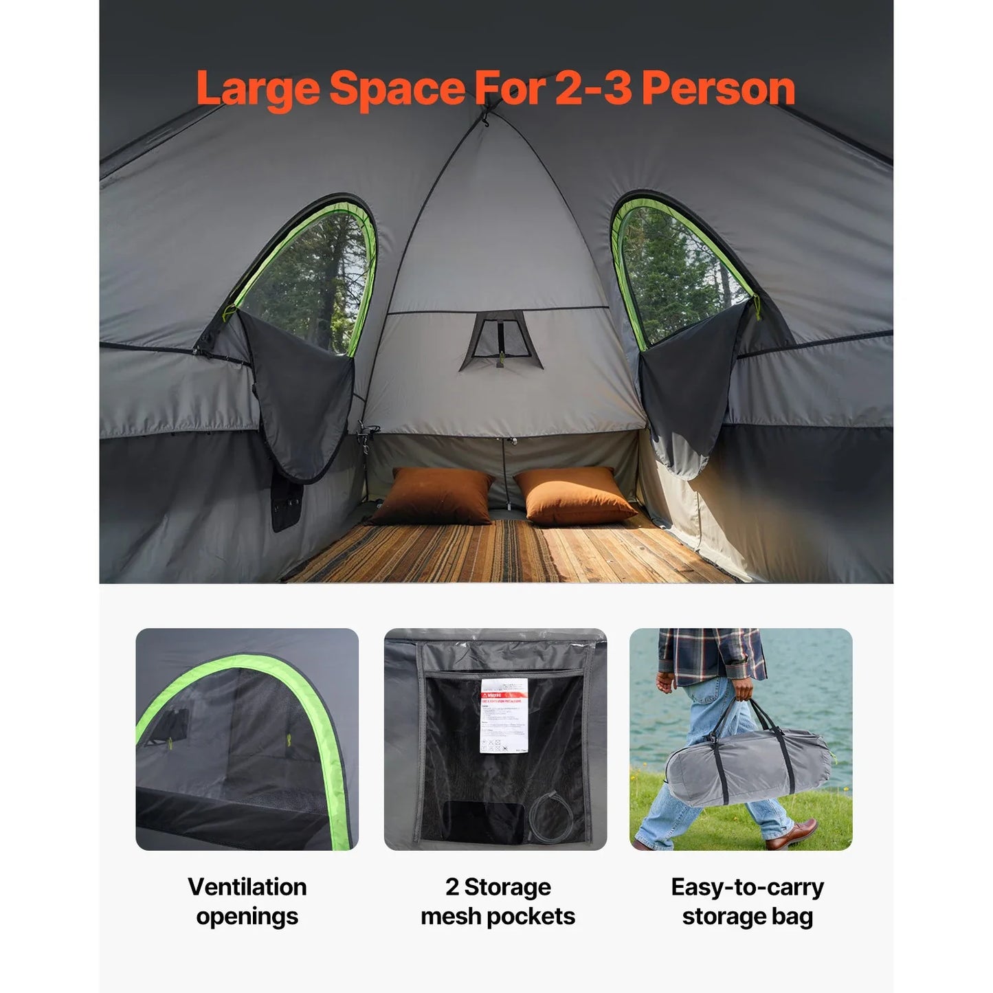SucceBuy Pickup Truck Bed Tent With Expandable Awning Waterproof PU2000