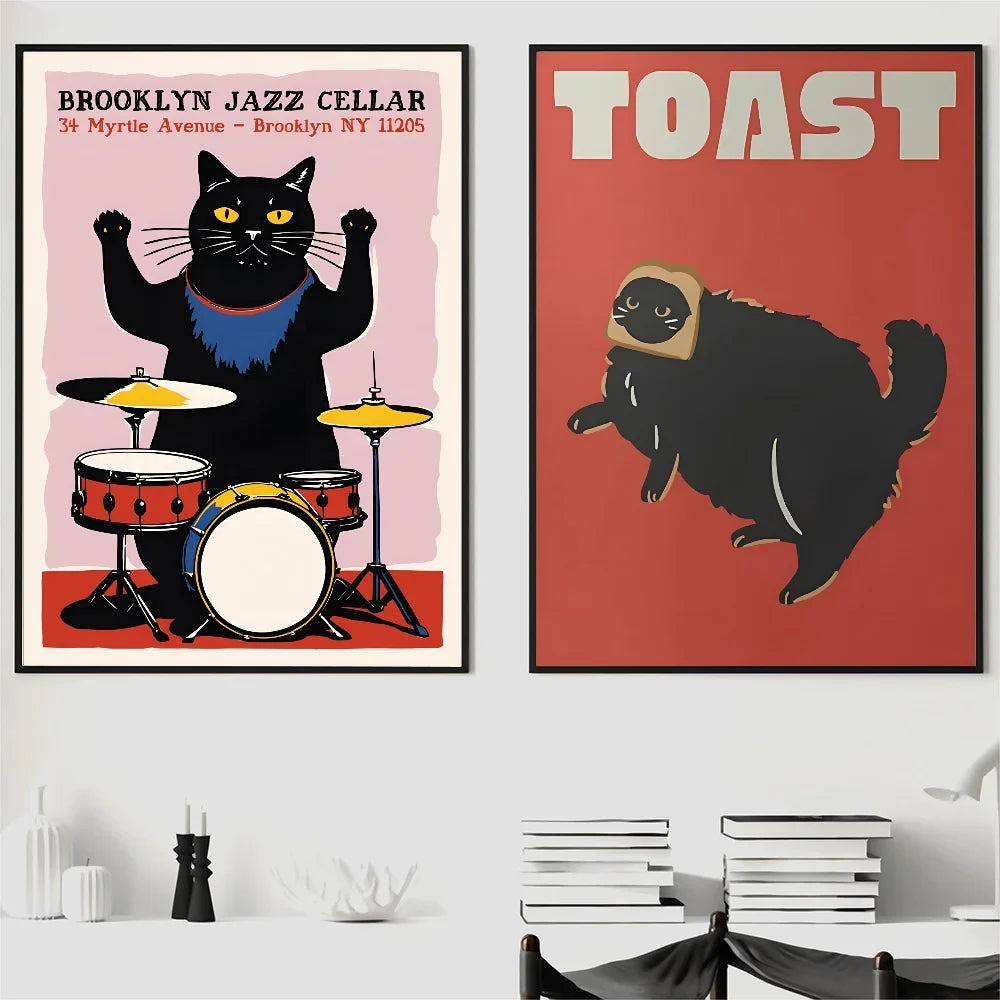 Modern Pop Black Cat Wall Art Poster Poster Paper Print Home Living Room Bedroom Entrance Bar Cafe Art Painting Decoration