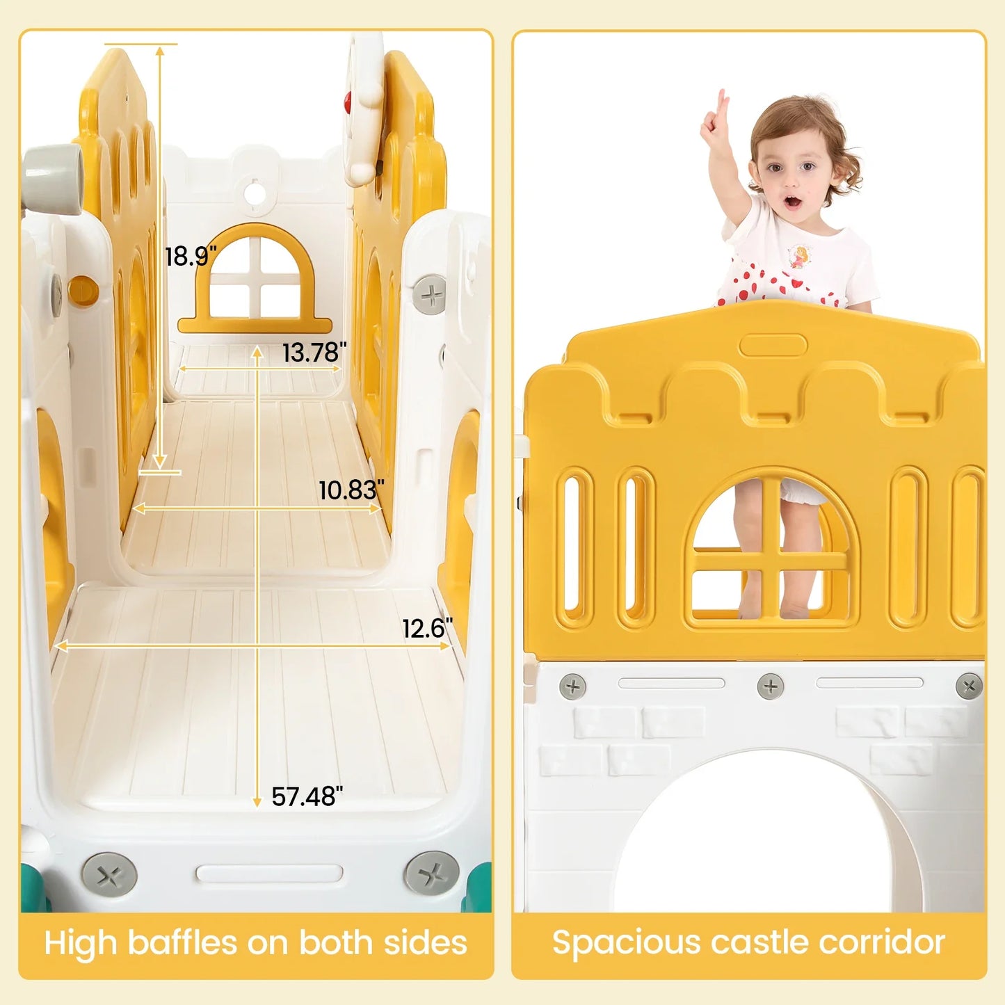 Toddler Indoor Slide Playset 8 In 1 With Basketball Hoop