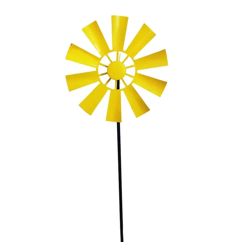 367A Wrought Iron Rotating Windmill Metal Wind Spinner Landscape Ornament for Outdoor Courtyard Yard Lawn Pinwheel Decor