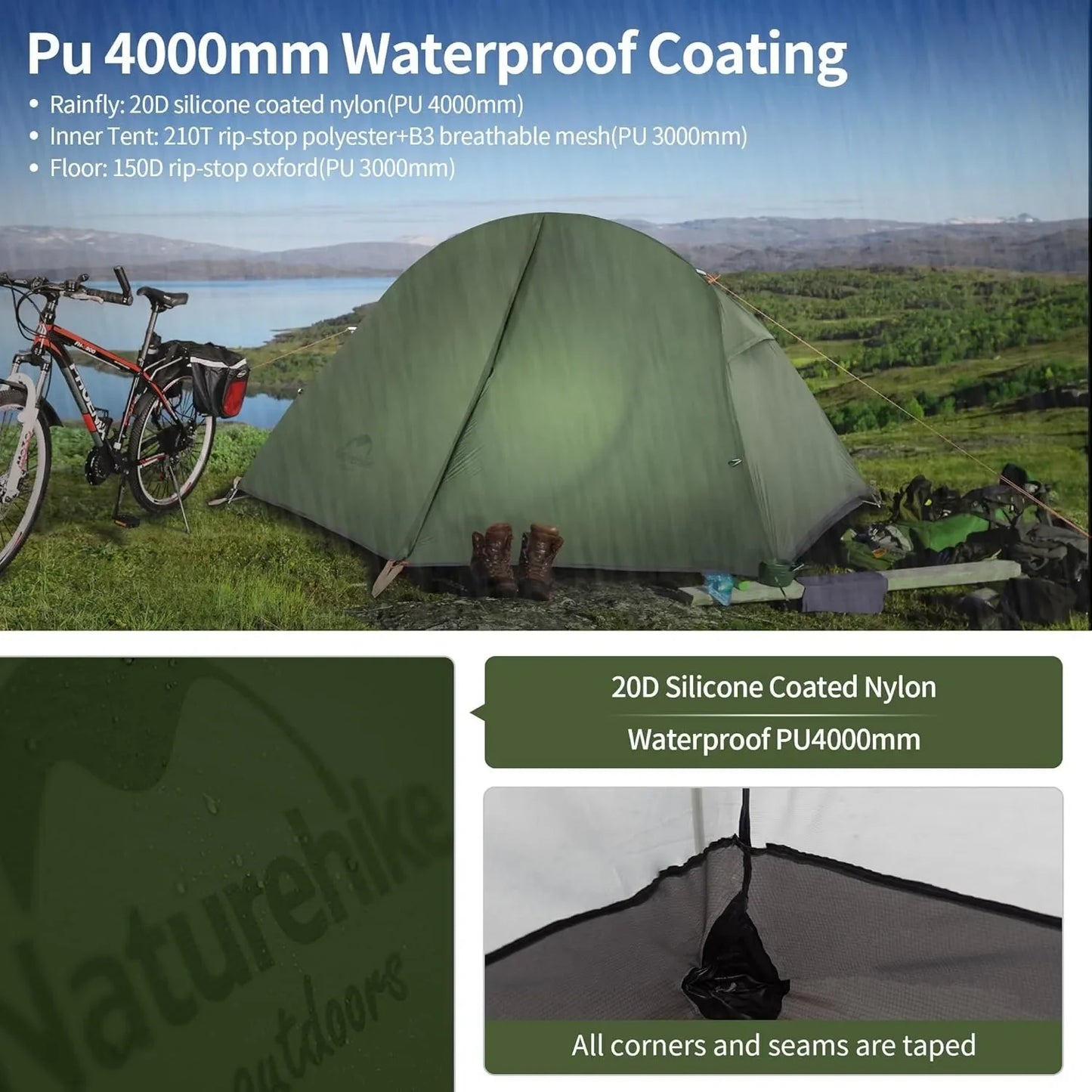 Naturehike One Person Ultralight Cycling Tent Waterproof Double Layer