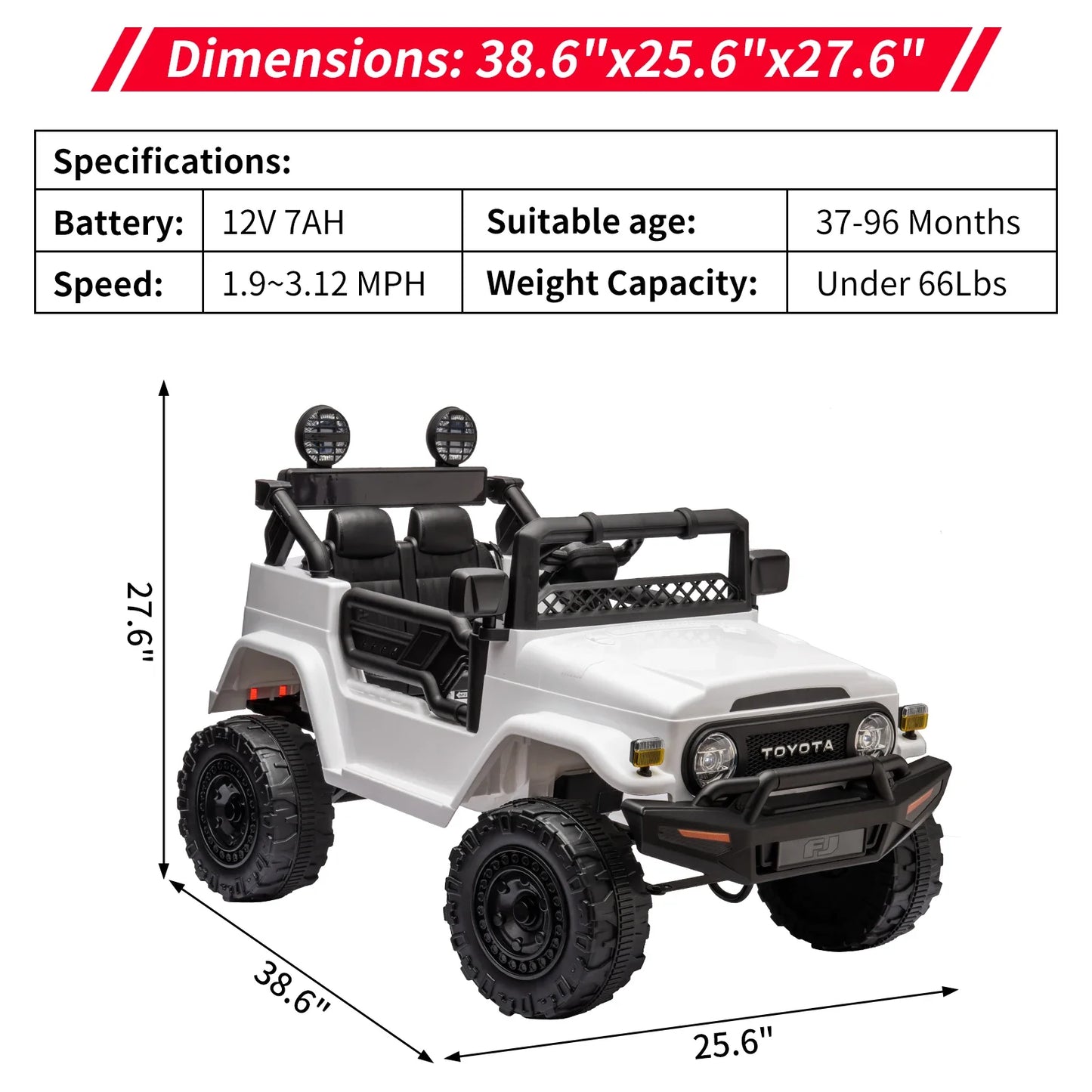 HiMISS 12V Electric Ride On Car Toy Truck For Kids With LED Lights