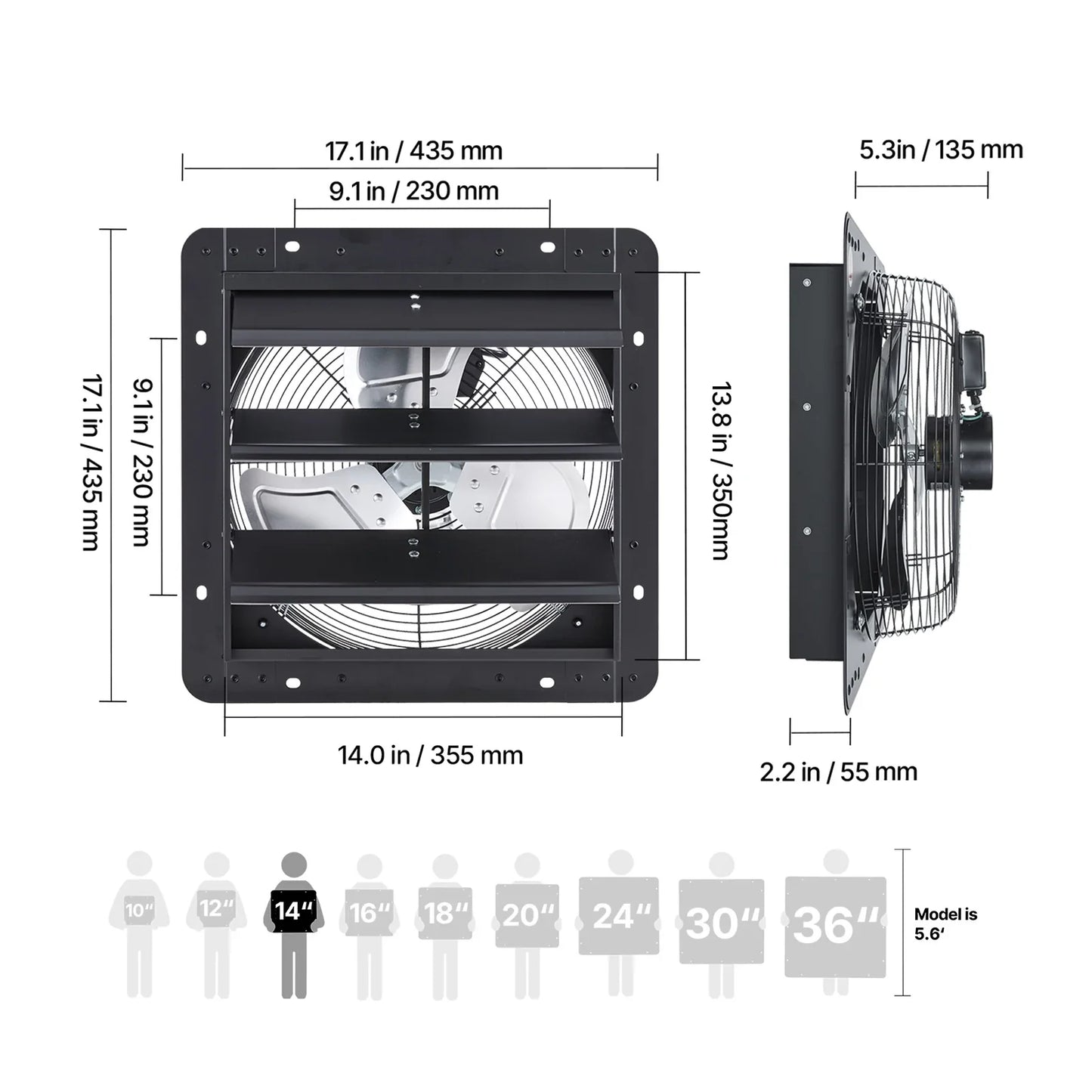 SucceBuy Wall Mounted Shutter Exhaust Fan With Variable Speed Controller