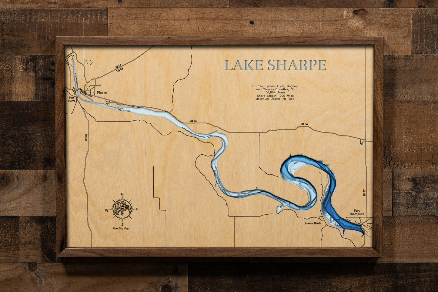 Lake Sharpe in Buffalo, Lyman, Hyde, Hughes, and Stanley Counties, South Dakota