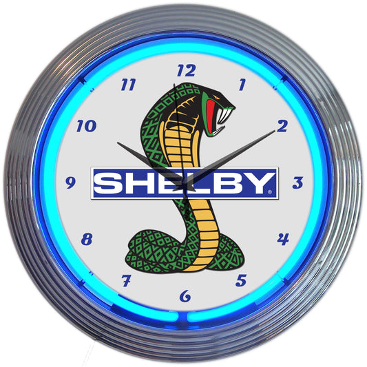 Shelby Cobra Coiled Snake Logo Neon Clock