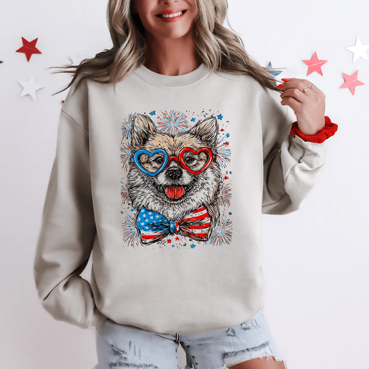 Shiba Inu Patriotic Dog USA Fourth Of July Pride Loyal Companion Graphic Sweatshirt