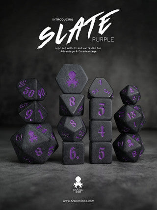Kraken Slate 14 pc Slate TTRPG Dice Set