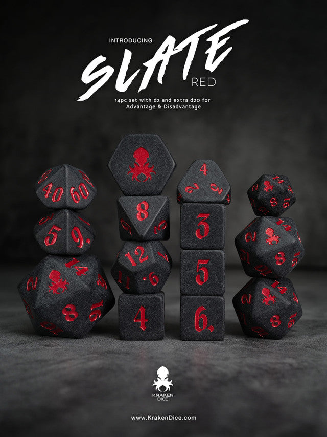 Kraken Slate 14 pc Slate TTRPG Dice Set