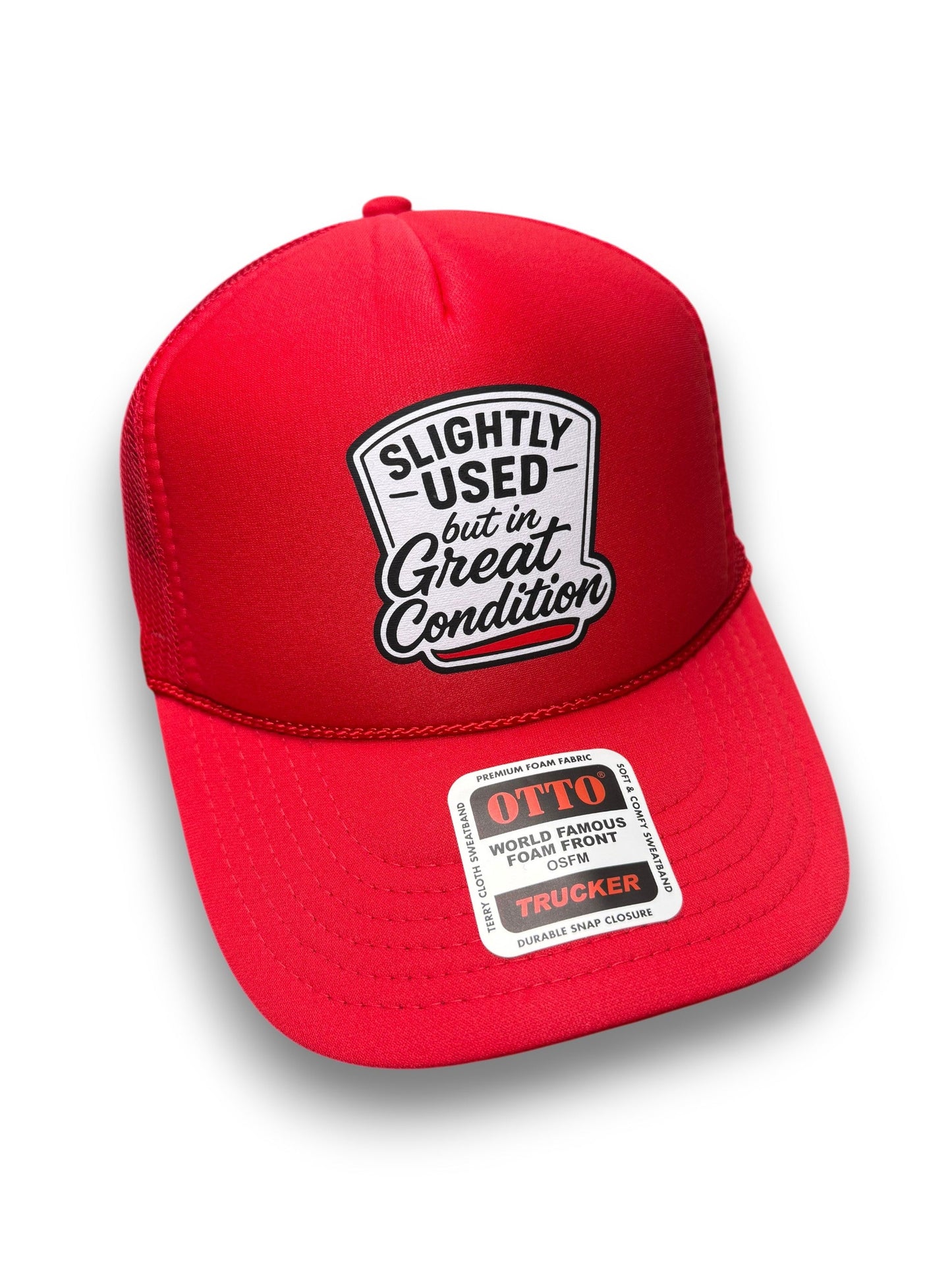 Slightly Used But in Great Condition Red Trucker Hat with Durable Snapback