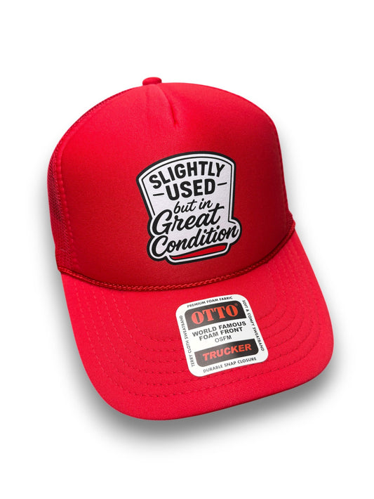 Slightly Used But in Great Condition Red Trucker Hat with Durable Snapback