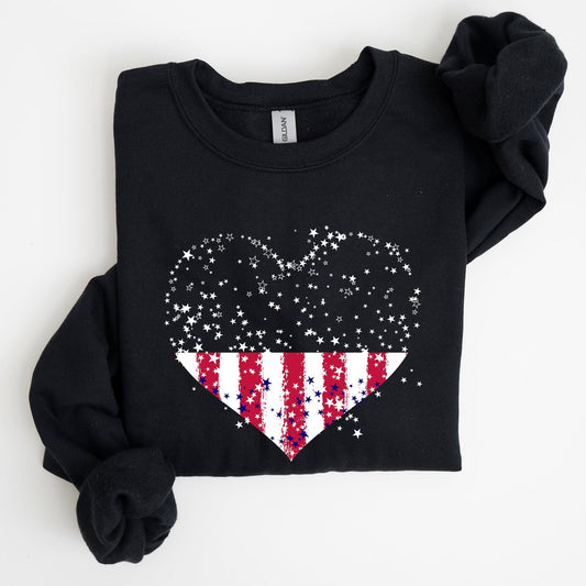 Star Hearts Red White Blue Fourth Of July Patriotic Celebration Edition Sweatshirt