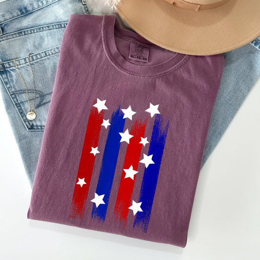Stars Stripes Red White Blue Patriotic America Flag Design For Freedom Lovers Comfort Colors Tee