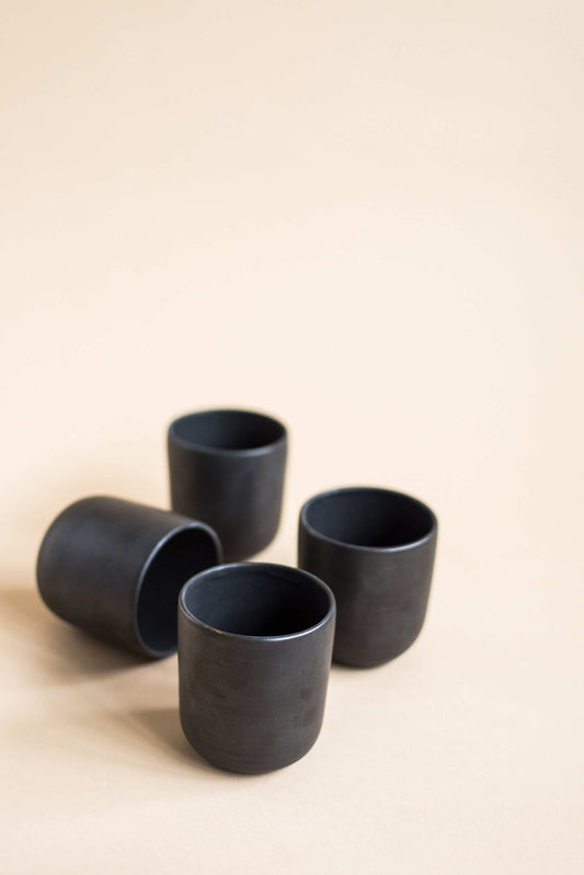 Handmade Stoneware Cup - Black Matte Cup for Coffee and Tea