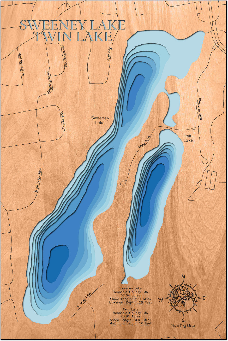 Sweeney Lake and Twin Lake in Hennepin County, Minnesota