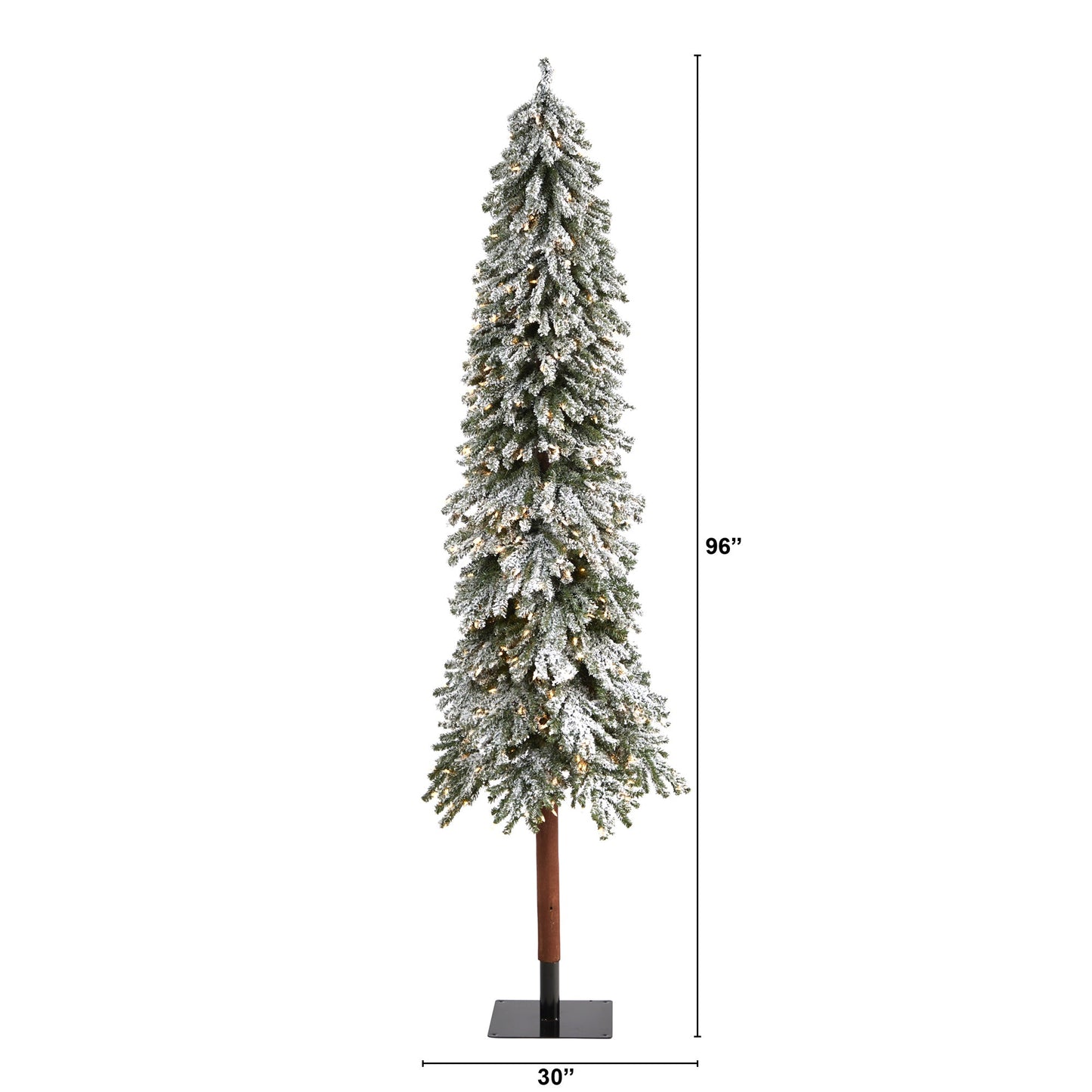 8' Flocked Gr& Alpine Artificial Christmas Tree w/ 500 Clear Lights