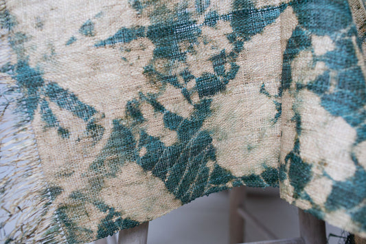 Raffia Wall Hanging - Shibori Spider Web Pattern - Khaki Green