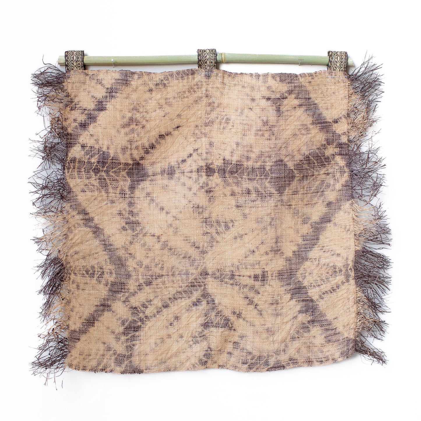 Raffia Wall Hanging - Shibori Spider Web Pattern - Lavender Grey