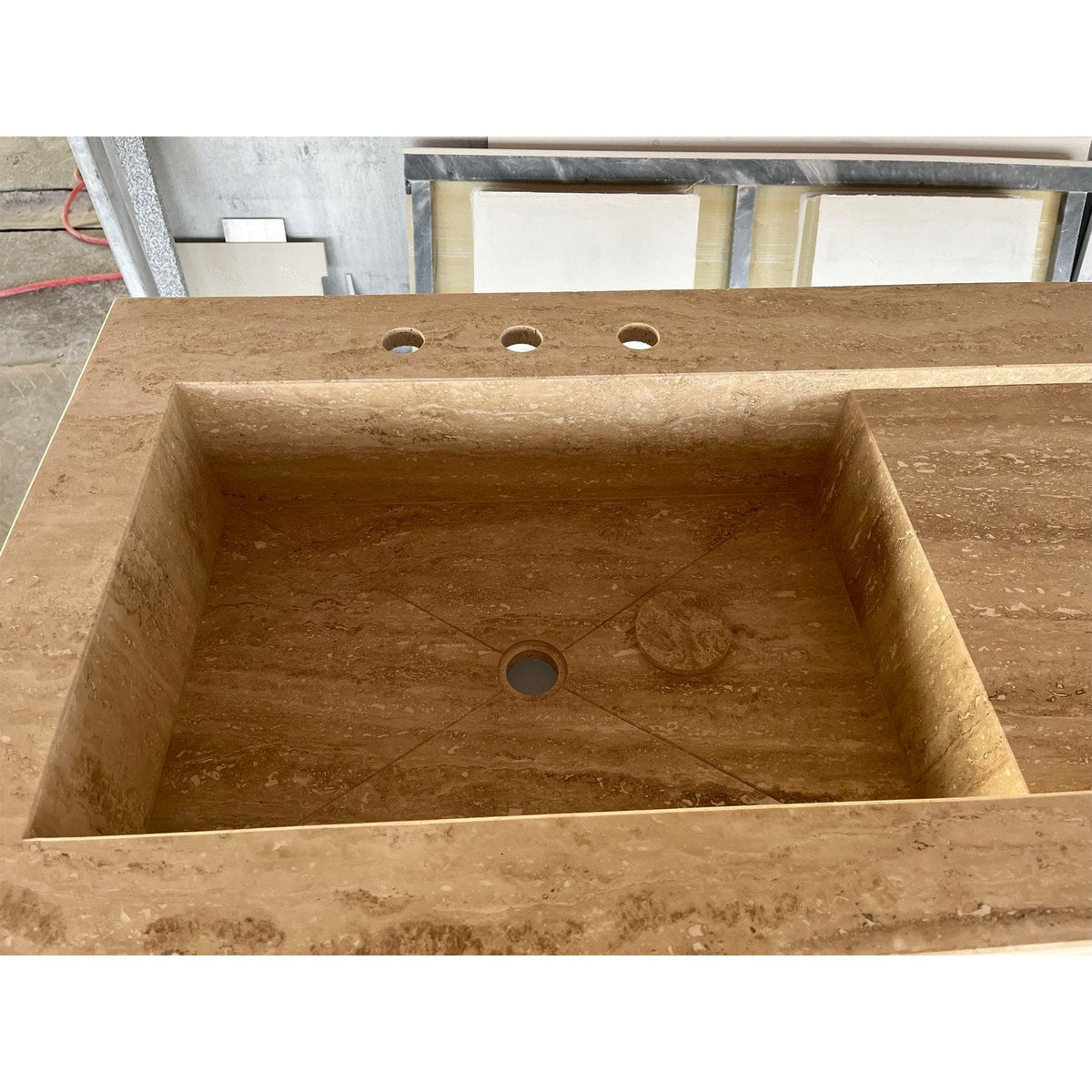 Handcrafted Custom Travertine Sink - Size 4 Premium Artisan Natural Stone Vessel