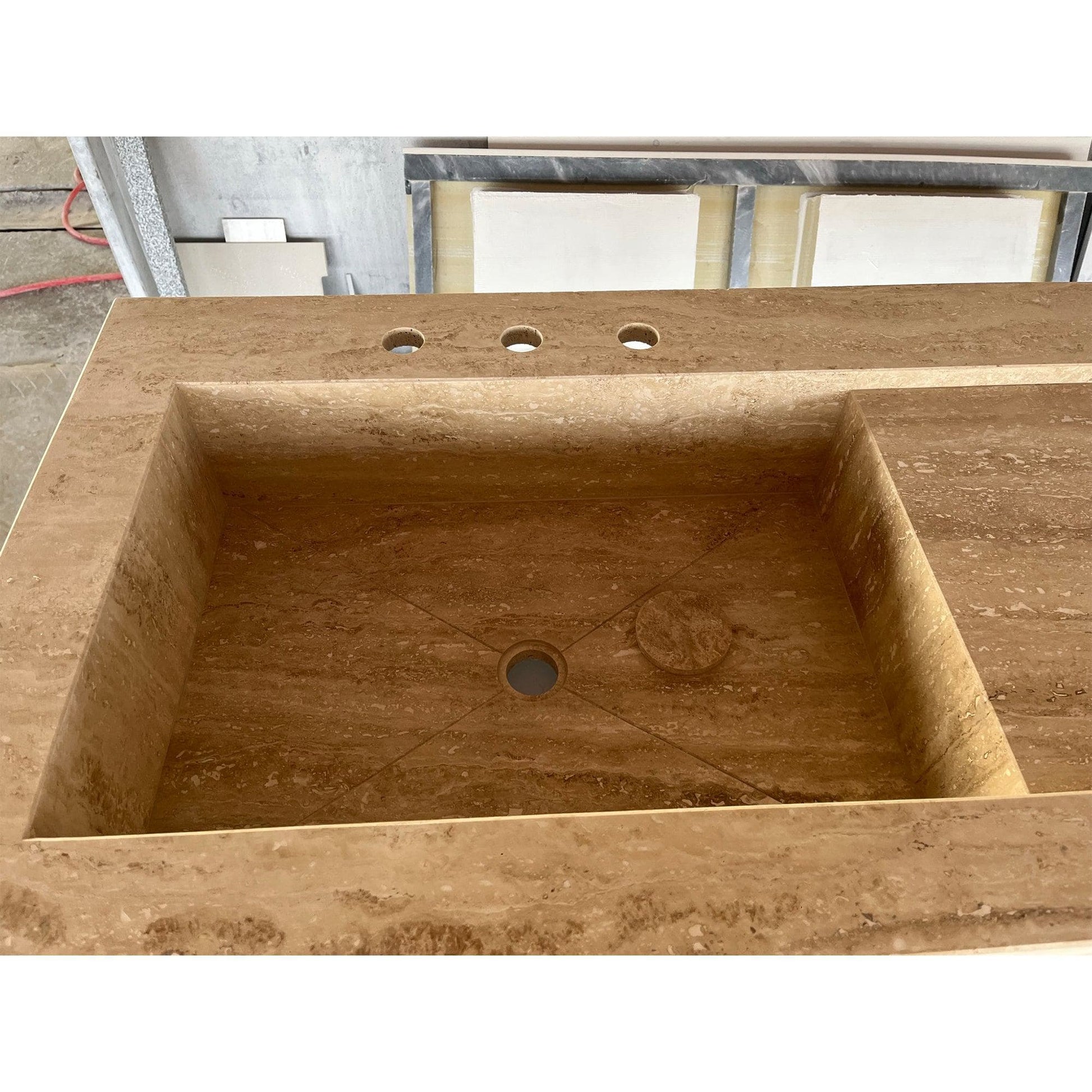 Handcrafted Custom Travertine Sink - Size 4 Premium Artisan Natural Stone Vessel