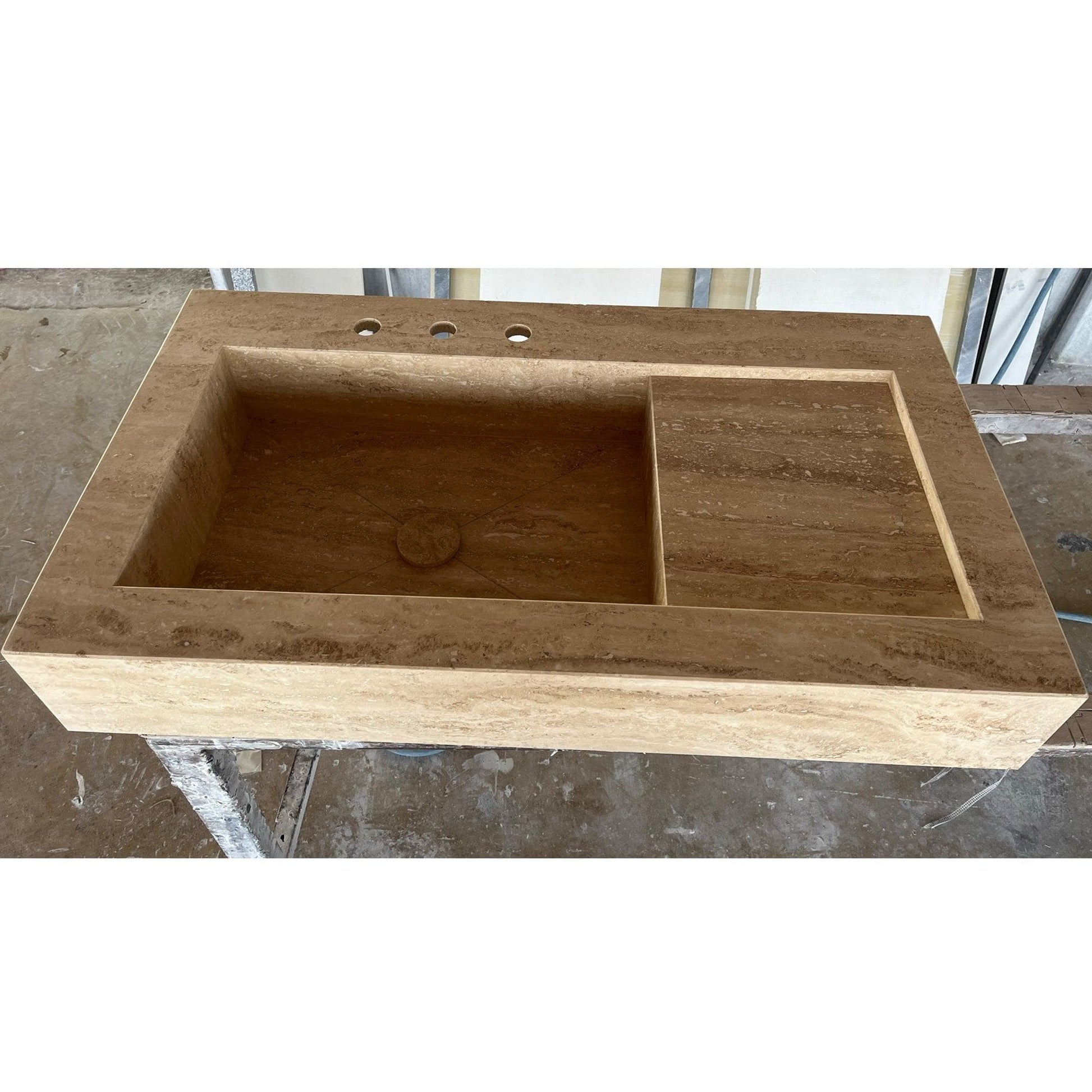 Handcrafted Custom Travertine Sink - Size 4 Premium Artisan Natural Stone Vessel