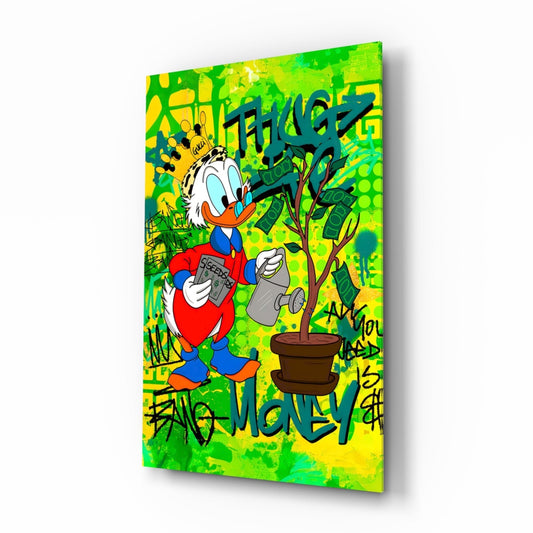 Scrooge McDuck: The Golden Throne Glass Wall Art || Designer Collection