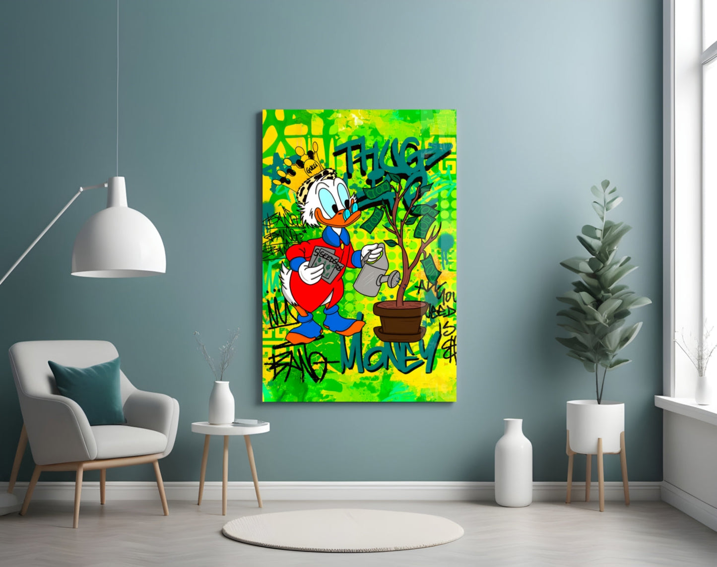 Scrooge McDuck: The Golden Throne Glass Wall Art || Designer Collection