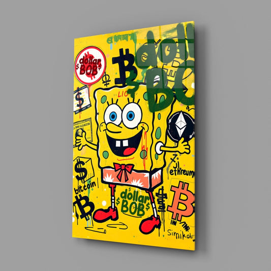Crypto SpongeBob Glass Wall Art || Designer Collection