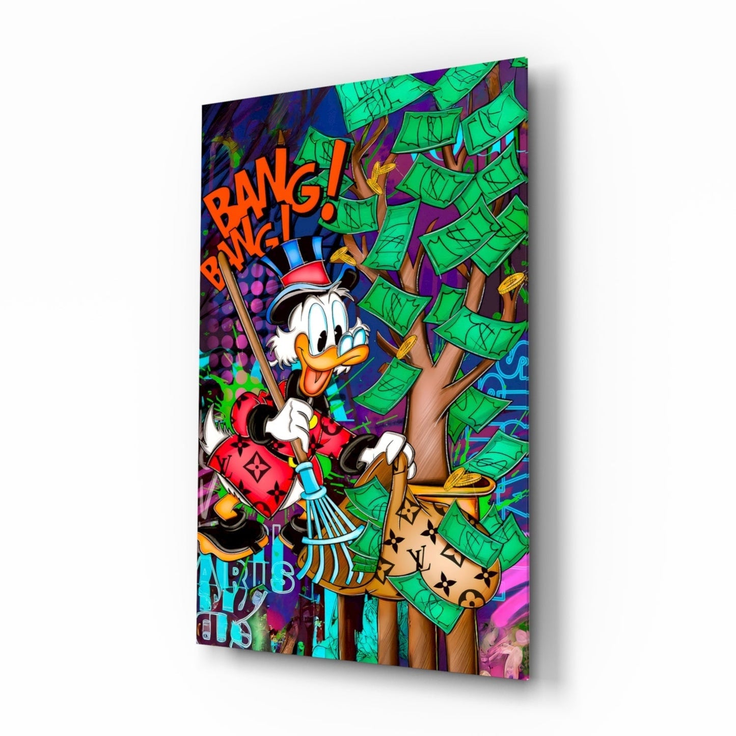 Scrooge's Cash Harvest Glass Wall Art || Designer Collection