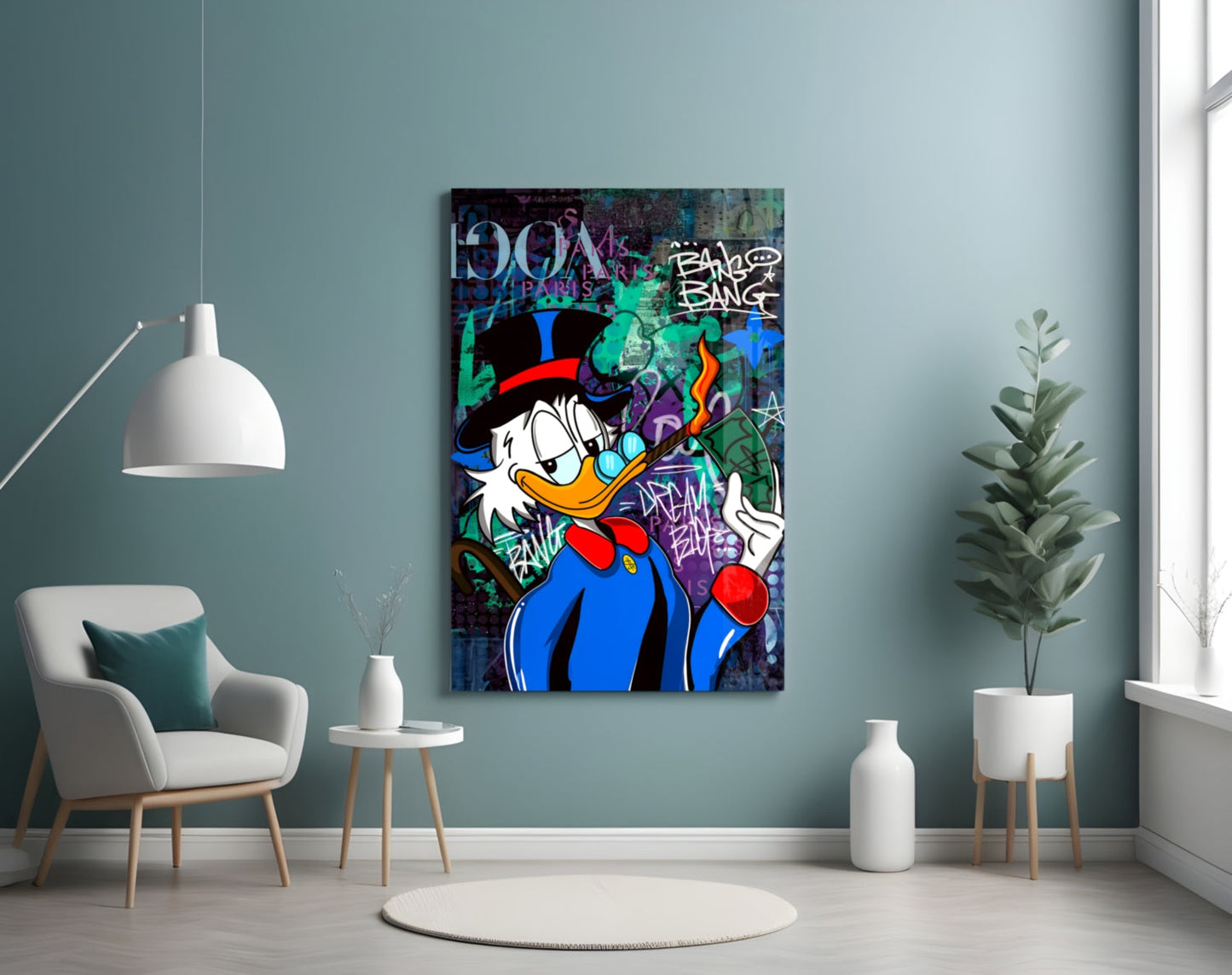 The Luxury Rebel Scrooge Glass Wall Art || Designer Collection