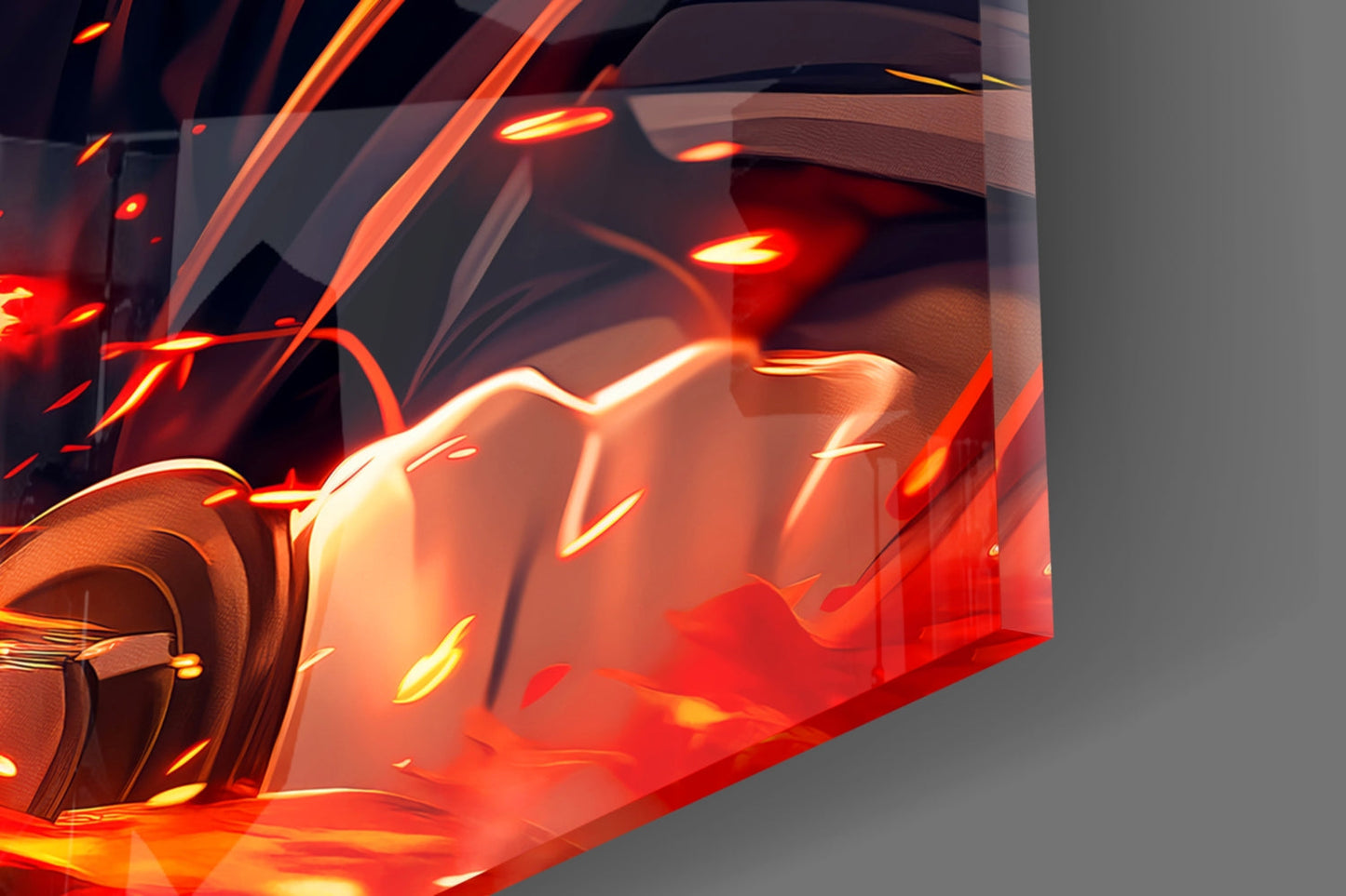 Flame Hashira Kyojuro Rengoku Glass Wall Art || Designer Collection