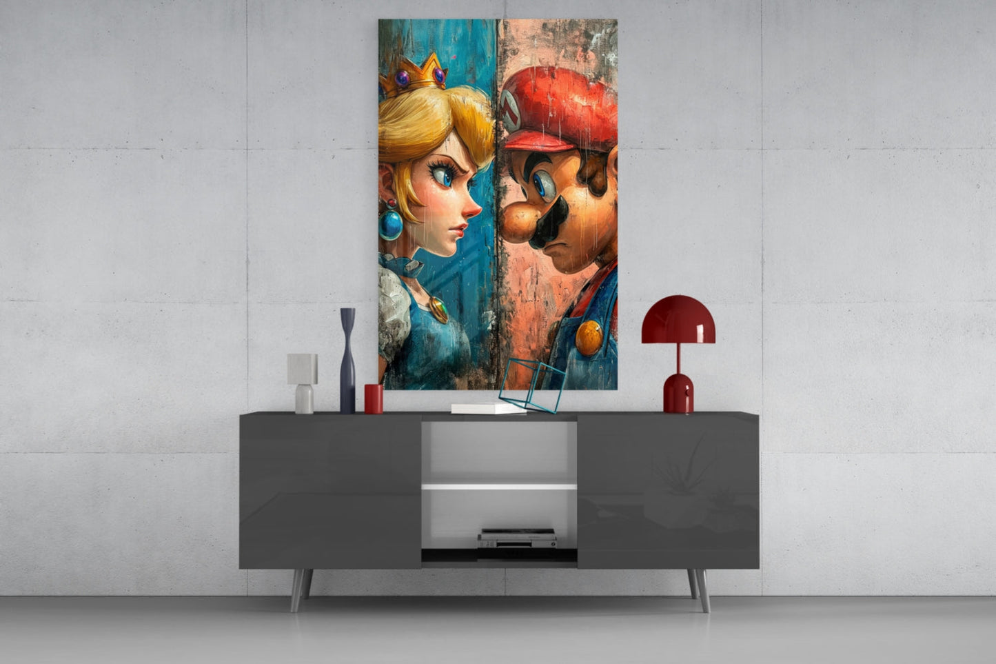 Mario and the Princess Glass Wall Art | Designer Collection