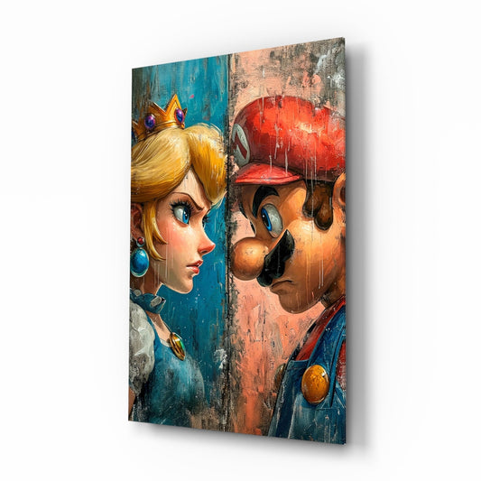 Mario and the Princess Glass Wall Art | Designer Collection