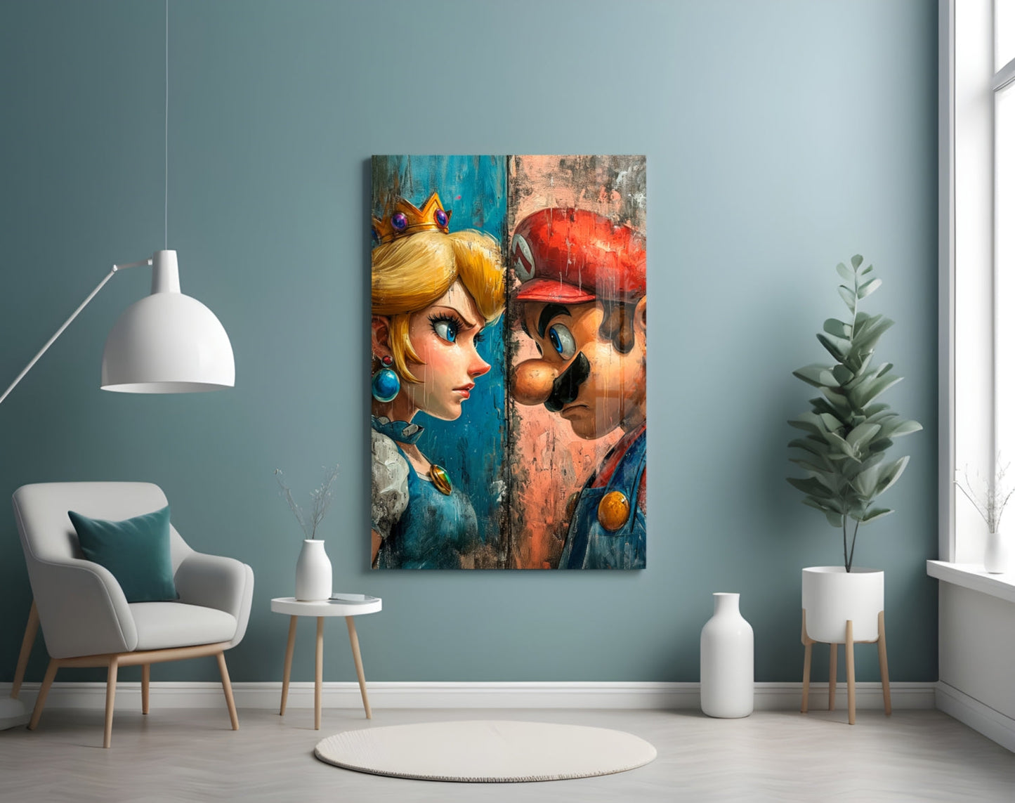 Mario and the Princess Glass Wall Art | Designer Collection