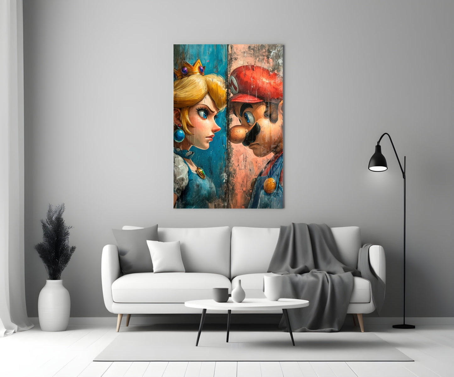 Mario and the Princess Glass Wall Art | Designer Collection