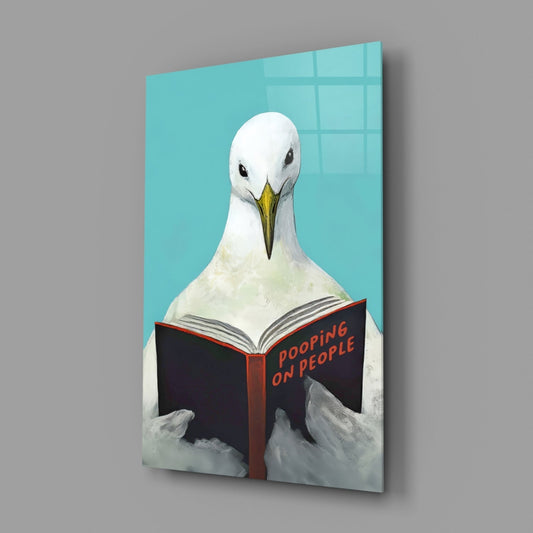 Wise Seagull Glass Wall Art || Designer Collection